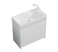 TYMYW Mueble Baño con Lavabo Ceramica y Grifo con Patas Mueble Baño con Lavabo y Armario con Bisagras Amortiguadas,Blanco,70Cm
