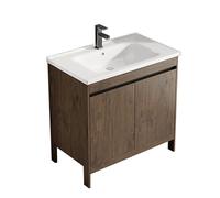 TYMYW Mueble Baño con Lavabo y Grifo con Patas con Bisagra Amortiguadora Armario de Baño con Lavabo Ceramica,Color Madera Marrón,70Cm