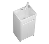 TYMYW Mueble Baño con Lavabo y Grifo con Patas Mueble Baño Blanco de Pie con Lavabo Ceramica con Puerta de Cierre Suave,45Cm
