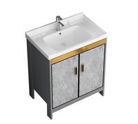 TYMYW Mueble Baño con Lavabo y Grifo Incluido con Bisagra Amortiguadora Muebles de Baño con Patas con Lavabo Ceramica,Gris,70Cm