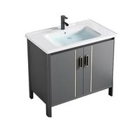 TYMYW Mueble Baño con Lavabo y Grifo Incluido con Patas Mueble Baño con Lavabo Ceramica con Bisagra Amortiguadora,Gris,70Cm