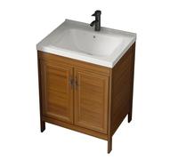 TYMYW Mueble Baño con Lavabo y Grifo Mueble Baño con Lavabo y Armario con Patas con Bisagra Amortiguadora,Madera Marrón,60Cm