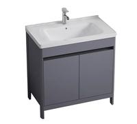 TYMYW Mueble de Baño con Lavabo con Patas con Grifo Incluido y Mueble Armario Baño con Bisagra Amortiguadora,Gris,80Cm