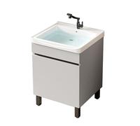 TYMYW Mueble de Baño con Lavabo con Patas con Grifo Mueble Baño con Puerta de Cierre Suave y Bisagra Amortiguadora,Gris Claro,44Cm