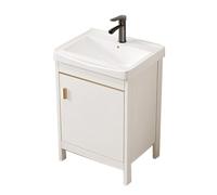 TYMYW Mueble de Baño con Lavabo y Grifo Armario de Baño con Patas y Bisagra Amortiguadora con Lavabo Cerámico,Blanco,44Cm