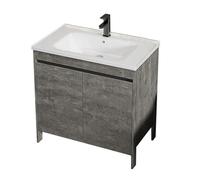 TYMYW Mueble de Baño con Lavabo y Grifo con Patas Mueble Baño con Lavabo Ceramica con Bisagra Amortiguadora,Gris,80Cm