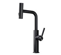 TYMYW Negra Grifo de Cocina Extraible con 3 Modos (Chorro/Barrido/Cascada) Giratorio 360° Grifo Monomando Cocina Mezclador