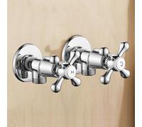 TYMYW Válvula Angular 1/2 de Latón 2 Piezas Caliente y Fría Válvula Reguladora de Ángulo para Baño, Cocina,Cromado