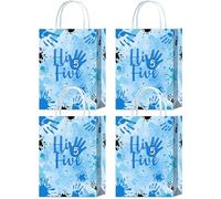 Tyndallrays 16 bolsas de recuerdos de fiesta de cumpleaños Hi Five, color azul, regalo de 5º cumpleaños, bolsas de dulces con asas para decoraciones de fiesta de cumpleaños de 5 años