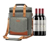 TYNJKJDM Bolsa de Transporte de 3 Botellas, Bolsa Acolchada Aislada para Enfriar Vino, para Viajes,Picnic,BYOB, para Cena,Fiesta, Navidad,Regalo de Vino para Mujeres,Hombres(Grey)