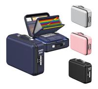 TYNJKJDM Caja Fuerte Ignífuga con Cerradura, Caja de Documentos Ignífuga 3200°F, Certificado Importante con Bolsa Organizadora de Varias Capas, Bolsa de Documentos para el hogar Oficina Viajes(Blue)