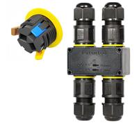 Tynoscco Conector de cable impermeable de 3 pines, forma de H, 4 vías, IP68, conector de cable impermeable de 4 a 12 mm de diámetro, caja de distribución exterior, 3 conductores, abrazadera de