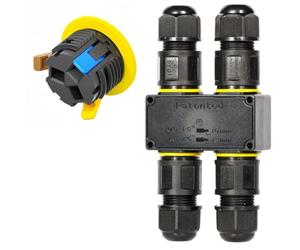 Tynoscco Conector de cable impermeable de 3 pines, forma de H, 4 vías, IP68, conector de cable impermeable de 4 a 12 mm de diámetro, caja de distribución exterior, 3 conductores, abrazadera de