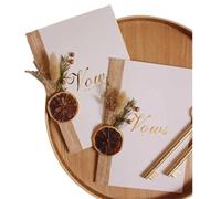 TYNXK 2 Tarjetas de votos for Boda, pequeñas y Frescas, for la declaración del Juramento Novia el Novio, con bolígrafos, 14 x 20 cm(Color-02)