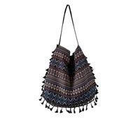TYNXK Bolso de hombro vintage bohemio con flecos for mujer, estilo bohemio, hippie, gitano, con flecos.(Purple)