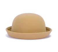 TYNXK Gorra de Moda for Mujer y niña con Parte Superior abovedada, de algodón y poliéster, de Color Liso, Sombrero de bombín for niños, Gorra de Fedora Informal for Padres e Hijos.(Brown,52-54cm)