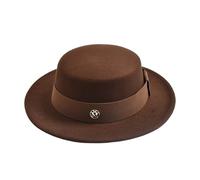 TYNXK Sombreros Fedora for Mujer, de otoño e Invierno, con Parte Superior Plana y Cinta elástica, Ideales for Bodas, Jazz y Otras Ocasiones.(Coffee)