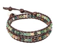 TYNXK Tobillera Pulsera Mujer Pulsera de cuentas piedra lapislázuli 2 hebras, cuerda cuero multicapa, brazalete tejido for mujeres y hombres, regalo joyería(5 PCS,Color-12)