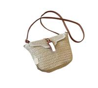 TYNXK Women's Large-capacity Beach Bag Simple Shoulder Crossbody Buckle Summer Straw Woven Women's Bag(Beige)