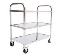 TyochiAki Carro de servicio de acero inoxidable 201, con 3 estantes, carrito de cocina con ruedas y ruedas de freno, carro de transporte para restaurantes, cocinas, hoteles (75 x 40 x 83,5 cm)