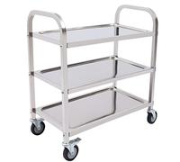 TyochiAki Carro de servicio de acero inoxidable 201, con 3 estantes, carrito de cocina con ruedas y ruedas de freno, carro de transporte para restaurantes, cocinas, hoteles (85 x 45 x 90 cm)