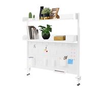 TyochiAki Estantería de escritorio con pinza 100 x 95 x 12,5 cm, 2 niveles, oficina, ordenador, escritorio, accesorios, organizador, estantería de metal con chapa perforada para dormitorio, oficina