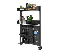 TyochiAki Estantería de escritorio con pinza 95 x 60 x 12,5 cm, 2 niveles, oficina, ordenador, escritorio, accesorios, organizador, estantería de metal con chapa perforada para dormitorio, oficina