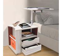 TyochiAki Mesita de noche con altura ajustable y ruedas para dormitorio, sala de estar