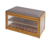 TyochiAki Zapatero con asiento, 70 x 32 x 42 cm, banco de zapatos con 2 niveles, organizador de zapatos con banco para entrada, salón, pasillo (marrón)