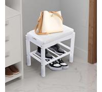 TyochiAki Zapatero con asiento de madera maciza, 45 x 30 x 40 cm, zapatero para entrada, salón, pasillo, color blanco