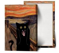 TYOHU Scream - Póster divertido de gato negro retro a la moda, puesta de sol brillante, arte de pared, impresiones divertidas y preparadas, pintura colorida abstracta de granja, galería estética,