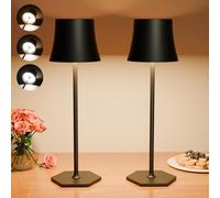Tyonto 2 Piezas Lampara Mesita LED Inalambrica,Lamparas de Mesa con 3 Temperaturas de Color Ajuste Tactil,5000mAh,Recargable USB Lámparas,Mesilla Candeeiro.Lámpara Adecuada para Interior,Exterior