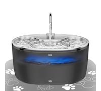 Tyonto Fuente Agua Gatos Acero Inoxidable LED,3,2 L/108,2 Oz Dispensador Agua Ultra Silencioso Von Alimentación USB Carbón Activado,Filtración Multietapa (Fuente, Black)