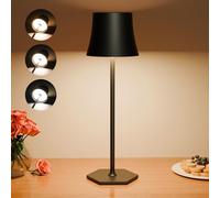 Tyonto Lampara Mesita LED Inalambrica,Lamparas Mesa 3 Temperaturas Color Ajuste Tactil,5000mAh,Recargable USB,Lámparas Mesilla,Candeeiro Adecuada Interior,Exterior,Día,Noche (1 pieza, negro)