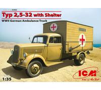 Typ 2,5 -32 Con Shelter, WWII German Ambulance Camión 1 :3 5 Plástico Modelo Kit