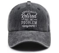 TypasTdqk Gorra de béisbol de jubilación con texto en inglés "Not My Problem Anymore" para hombres y mujeres, gorra de béisbol bordada de algodón ajustable, Negro, Talla única