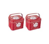 (Type A) 2Pcs Candy Boxes with Carry Handle Christmas Theme Decoration Tinplate Candies Tins Handheld Sweets Storage Container