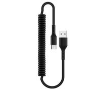 Type-C Car Charger Cable - Flexible Retractable Coiled USB Cable, Durable Fast Charging Phone Cord with 3.28ft and 4.92ft Length, Compact Travel Friendly Design, Ideal for Phones Tablets Laptops On-th