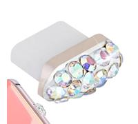 Type C Dust Plug Charm - Silicone Rhinestone Crystal 0.83x0.6cm | Dustproof Charging Port Cover, Type C Dust Cap | Decorative Phone Charging Port Protector For Most Types Phones Anti Dusts
