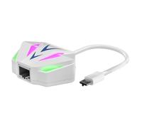 Type C Ethernet Adapter 100mbps, Fast Ethernet Adapter, Plug and Play Network Adapter, USB C Ethernet Adapters with RGB Lights 17cm for Working, Entertainment, White, Black Color