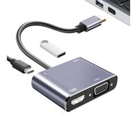 Type-C to VGA USB 3.0 PD Adapter, Multiport USB Splitter Hub with Power Delivery, Video and Data Output for Home Office Work Conferences Presentations Lectures Compatible with Laptops and Table