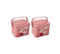 (Type D) 2Pcs Candy Boxes with Carry Handle Christmas Theme Decoration Tinplate Candies Tins Handheld Sweets Storage Container