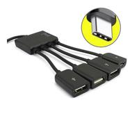 (typec)4 Port MicroUSB TypeC Power OTG Extenders Hub Cable Black For Tablets Smartphones Charging Connection Multicolor