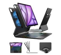 typecase Edge+ - Funda con teclado para iPad Air de 13 pulgadas (M3 2025 / M2 2024), funda trasera desmontable ultrafina, soporte magnético flotante, modos de retrato y escritura, trackpad multitáctil