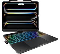 typecase Flexbook Touch - Funda con teclado para iPad Pro 13 (M4) y iPad Air 13 (M2) 2024 y iPad Pro 12.9 (6ª/5ª/4ª/3ª generación), retroiluminación de 10 colores, protección giratoria de 360° con