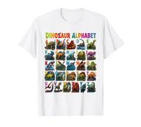 Types of Dinosaurs Alphabet ABC A-Z Dino Lover Kids Boys Camiseta gráfica económica, Hombre, Blanco, M