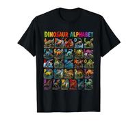 Types of Dinosaurs Alphabet ABC A-Z Dino Lover Kids Boys Camiseta gráfica económica, Hombre, Negro, S