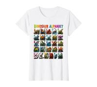 Types of Dinosaurs Alphabet ABC A-Z Dino Lover Kids Boys Camiseta gráfica económica, Mujer, Blanco, S