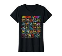 Types of Dinosaurs Alphabet ABC A-Z Dino Lover Kids Boys Camiseta gráfica económica, Mujer, Negro, M