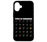 Types of Dinosaurs Cute Cartoon Dino Design Carcasa para iPhone 16 Plus